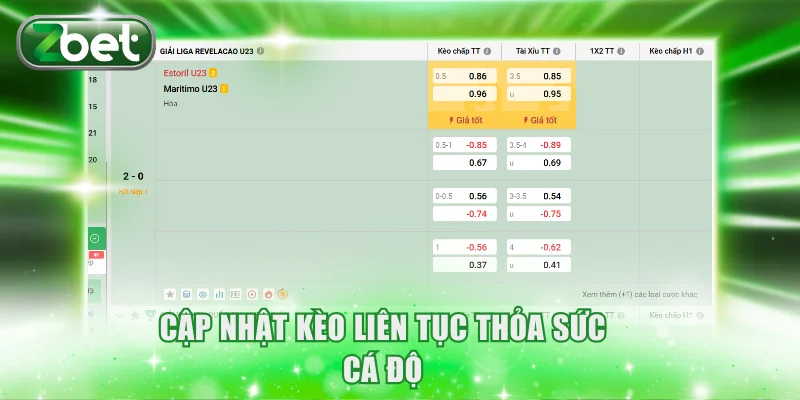 Cập nhật kèo liên tục thỏa sức cá độ