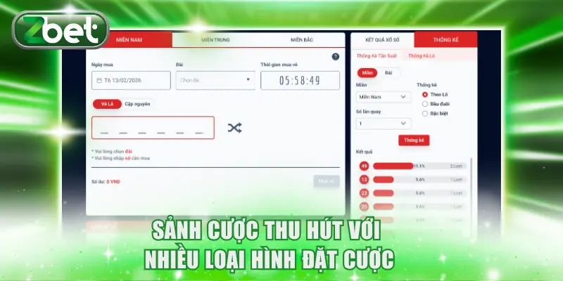 Xổ Số ZBET 3 Sảnh cược thu hút với nhiều loại hình đặt cược